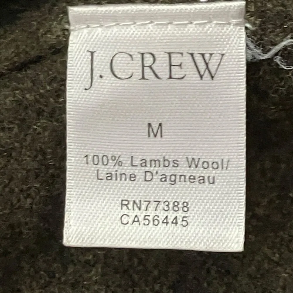 J Crew Sweater Mens M Green Lambs Wool Crewneck Raglan Pullover Knit‎ Minimalist